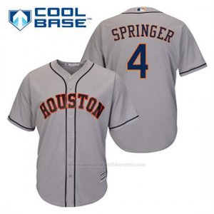 Camiseta Beisbol Hombre Houston Astros George Springer 4 Gris Cool Base