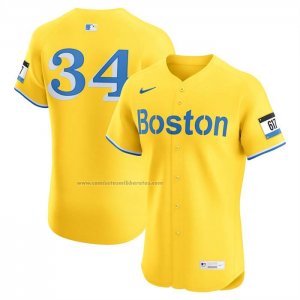 Camiseta Beisbol Hombre Boston Red Sox David Ortiz City Connect Elite Amarillo