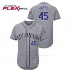 Camiseta Beisbol Hombre Colorado Rockies Scott Oberg 150th Aniversario Patch Flex Base Gris