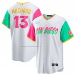 Camiseta Beisbol Hombre San Diego Padres Manny Machado 2022 City Connect Replica Blanco