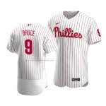 Camiseta Beisbol Hombre Philadelphia Phillies Jay Bruce Autentico Primera Blanco