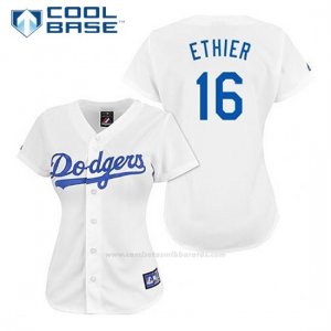 Camiseta Beisbol Hombre Los Angeles Dodgers Andre Ethier 16 Blanco Cool Base