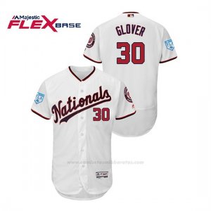 Camiseta Beisbol Hombre Washington Nationals Koda Glover 2019 Entrenamiento de Primavera Flex Base Blanco