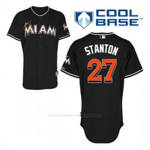 Camiseta Beisbol Hombre Miami Marlins Giancarlo Stanton 27 Negro Alterno Cool Base