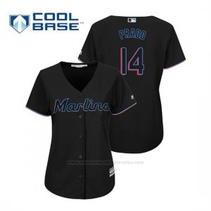 Camiseta Beisbol Mujer Miami Marlins Martin Prado Cool Base Majestic Alternato 2019 Negro
