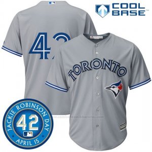 Camiseta Beisbol Hombre Toronto Blue Jays Gris Jackie Robinson Cool Base