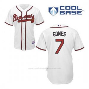 Camiseta Beisbol Hombre Atlanta Braves 7 Jonny Gomes Blanco 1ª Cool Base