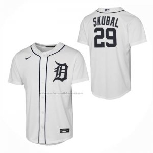 Camiseta Beisbol Nino Detroit Tigers Tarik Skubal Primera Replica Blanco