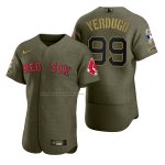 Camiseta Beisbol Hombre Boston Red Sox Alex Verdugo Camuflaje Digital Verde 2021 Salute To Service