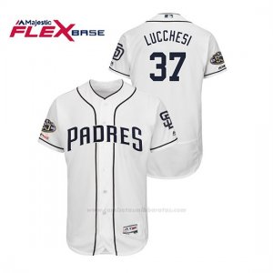 Camiseta Beisbol Hombre San Diego Padres Joey Lucchesi 150th Aniversario Patch Flex Base Blanco