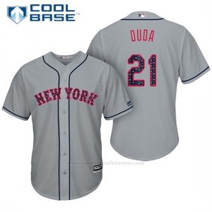 Camiseta Beisbol Hombre New York Mets 2017 Estrellas y Rayas Lucas Duda Gris Cool Base