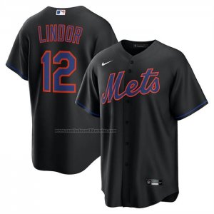 Camiseta Beisbol Hombre New York Mets Francisco Lindor Alterno Replica Negro