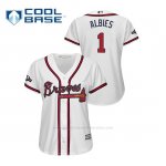 Camiseta Beisbol Mujer Atlanta Braves Ozzie Albies 2019 Postseason Cool Base Blanco
