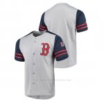 Camiseta Beisbol Hombre Boston Red Sox Button-Down Stitches Autentico Gris