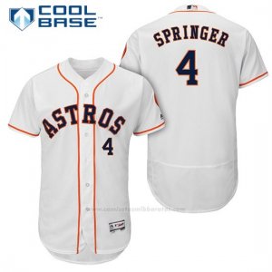 Camiseta Beisbol Hombre Houston Astros 4 George Springer Blanco 1ª Autentico Coleccion Jugador Cool Base