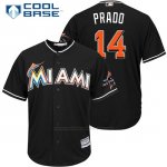 Camiseta Beisbol Hombre Miami Marlins 14 Martin Prado Negro2017 Cool Base
