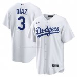 Camiseta Beisbol Hombre Los Angeles Dodgers Edwin Diaz Primera Replica Blanco