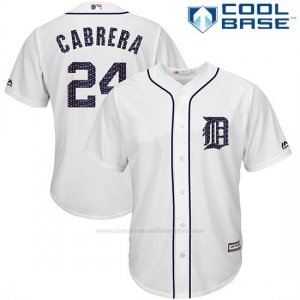 Camiseta Beisbol Hombre Detroit Tigers 2017 Estrellas y Rayas Miguel Cabrera Blanco Cool Base