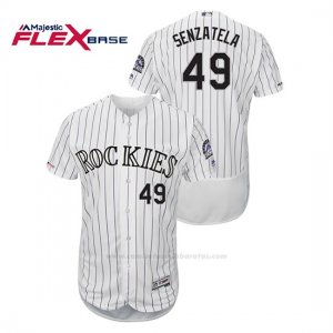 Camiseta Beisbol Hombre Colorado Rockies Antonio Senzatela 150th Aniversario Patch Flex Base Blanco