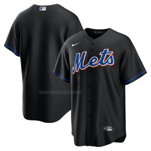 Camiseta Beisbol Hombre New York Mets 2022 Alterno Replica Team Negro