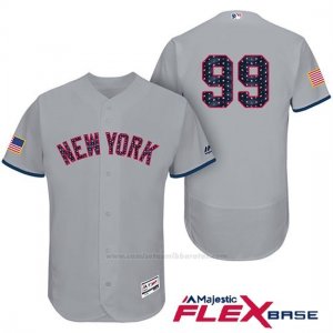 Camiseta Beisbol Hombre New York Yankees 2017 Estrellas y Rayas Aaron Judge Gris Flex Base