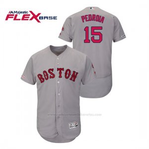 Camiseta Beisbol Hombre Boston Red Sox Dustin Pedroia 150th Aniversario Patch Autentico Flex Base Gris