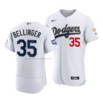 Camiseta Beisbol Hombre Los Angeles Dodgers Cody Bellinger 2021 Gold Program Autentico Blanco Oro