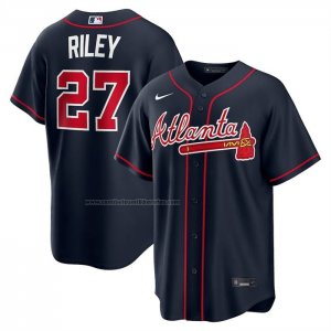 Camiseta Beisbol Hombre Atlanta Braves Austin Riley Alterno Replica Azul1 Camiseta Beisbol Hombre Atlanta Braves Austin Riley Alterno Replica Azul1