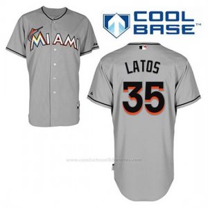 Camiseta Beisbol Hombre Miami Marlins Mat Latos 35 Gris Cool Base