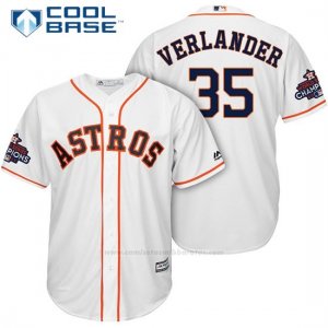 Camiseta Beisbol Hombre Houston Astros 2017 World Series Campeones Justin Verlander Blanco Cool Base