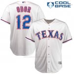 Camiseta Beisbol Hombre Texas Rangers 12 Rougned Odor Blanco Cool Base