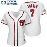 Camiseta Beisbol Mujer Washington Nationals 2017 Postemporada Trea Turner Blanco Cool Base