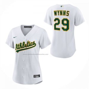 Camiseta Beisbol Mujer Oakland Athletics Austin Wynns Primera Replica Blanco