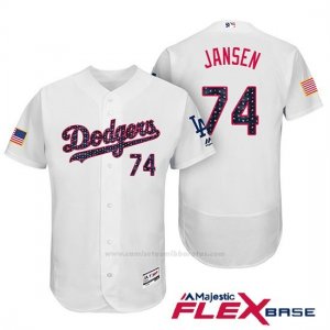 Camiseta Beisbol Hombre Los Angeles Dodgers 2017 Estrellas y Rayas Kenley Jansen Blanco Flex Base