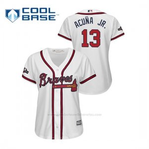 Camiseta Beisbol Mujer Atlanta Braves Ronald Acuna Jr. 2019 Postseason Cool Base Blanco