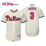 Camiseta Beisbol Hombre Philadelphia Phillies Bryce Harper Flex Base Autentico Collezione Alternato 2019 Crema