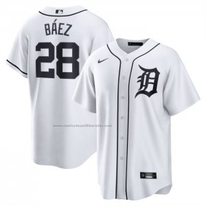 Camiseta Beisbol Hombre Detroit Tigers Javier Baez Primera Replica Blanco Camiseta Beisbol Hombre Detroit Tigers Javier Baez Primera Replica Blanco