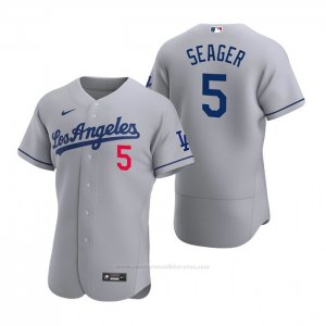 Camiseta Beisbol Hombre Los Angeles Dodgers Corey Seager Autentico 2020 Road Gris