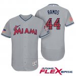 Camiseta Beisbol Hombre Miami Marlins 2017 Estrellas y Rayas A.j. Ramos Gris Flex Base