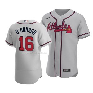 Camiseta Beisbol Hombre Atlanta Braves Travis D'arnaud Autentico Road Gris