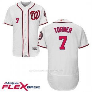 Camiseta Beisbol Hombre Washington Nationals 7 Trea Turner Blanco Flex Base