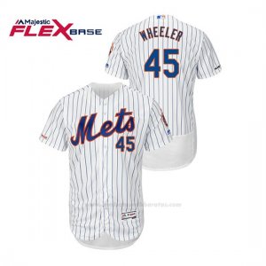 Camiseta Beisbol Hombre New York Mets Zack Wheeler 150th Aniversario Patch Autentico Flex Base Blanco
