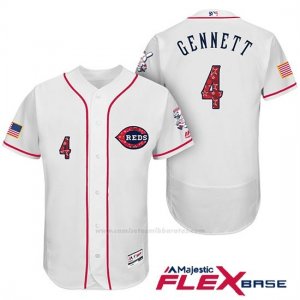 Camiseta Beisbol Hombre Cincinnati Reds 2017 Estrellas Y Rayas 4 Scooter Gennett Blanco Flex Base