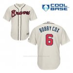 Camiseta Beisbol Hombre Atlanta Braves 6 Bobby Cox Crema Alterno Cool Base