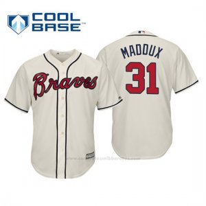 Camiseta Beisbol Hombre Atlanta Braves Greg Maddux Cool Base Majestic Alternato 2019 Crema