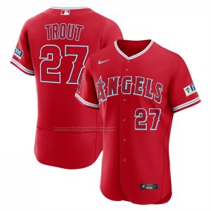 Camiseta Beisbol Hombre Los Angeles Angels Mike Trout Alterno Autentico Parche Patrocinador Rojo Camiseta Beisbol Hombre Los Angeles Angels Mike Trout Alterno Autentico Parche Patrocinador Rojo