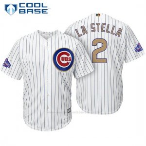 Camiseta Beisbol Hombre Chicago Cubs 2 Tommy La Stella Blanco Oro Program Cool Base