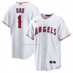 Camiseta Beisbol Hombre Los Angeles Angels NO 1 Dad Primera Replica Blanco