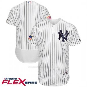 Camiseta Beisbol Hombre New York Yankees 2017 Estrellas y Rayas Blanco Flex Base