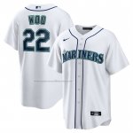 Camiseta Beisbol Hombre Seattle Mariners Bryan Woo Primera Replica Blanco Camiseta Beisbol Hombre Seattle Mariners Bryan Woo Primera Replica Blanco